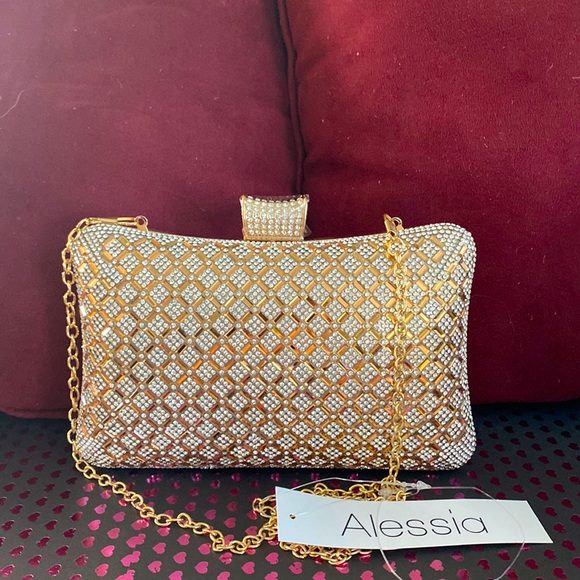 Alessia Gold & Rhinestone Clutch - Picture 7 of 15